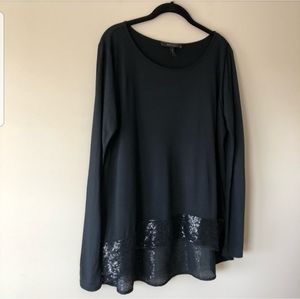 BCBG sequin hem line shirt